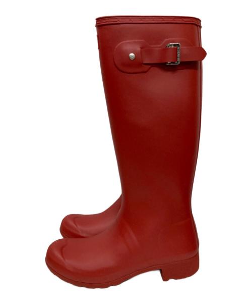 HUNTER（ハンター）HUNTER (ハンター) ロングレインブーツ レッド サイズ:24cmの古着・服飾アイテム