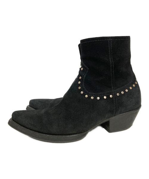Saint Laurent Paris（サンローランパリ）Saint Laurent Paris (サンローランパリ) スタッズアンクルヒールスエードレザーブーツ ブラック サイズ:40の古着・服飾アイテム