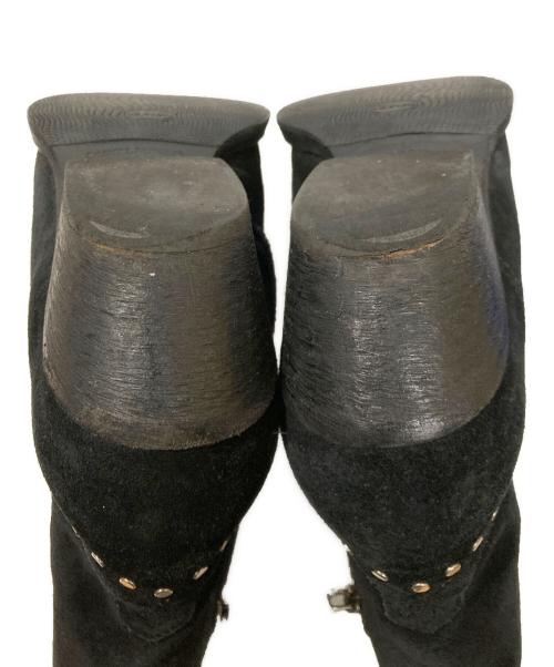 Saint Laurent Paris（サンローランパリ）Saint Laurent Paris (サンローランパリ) スタッズアンクルヒールスエードレザーブーツ ブラック サイズ:40の古着・服飾アイテム