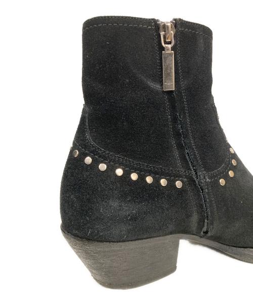 Saint Laurent Paris（サンローランパリ）Saint Laurent Paris (サンローランパリ) スタッズアンクルヒールスエードレザーブーツ ブラック サイズ:40の古着・服飾アイテム