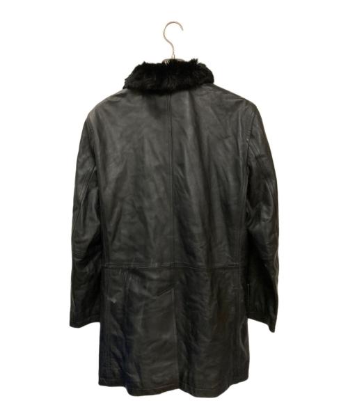 BURBERRY BLACK LABEL（バーバリーブラックレーベル）BURBERRY BLACK LABEL (バーバリーブラックレーベル) ラビットファー付きラムレザーコート ブラック サイズ:Mの古着・服飾アイテム