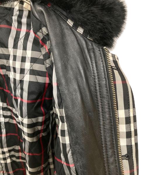 BURBERRY BLACK LABEL（バーバリーブラックレーベル）BURBERRY BLACK LABEL (バーバリーブラックレーベル) ラビットファー付きラムレザーコート ブラック サイズ:Mの古着・服飾アイテム