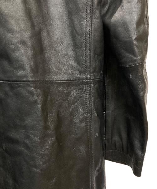 BURBERRY BLACK LABEL（バーバリーブラックレーベル）BURBERRY BLACK LABEL (バーバリーブラックレーベル) ラビットファー付きラムレザーコート ブラック サイズ:Mの古着・服飾アイテム