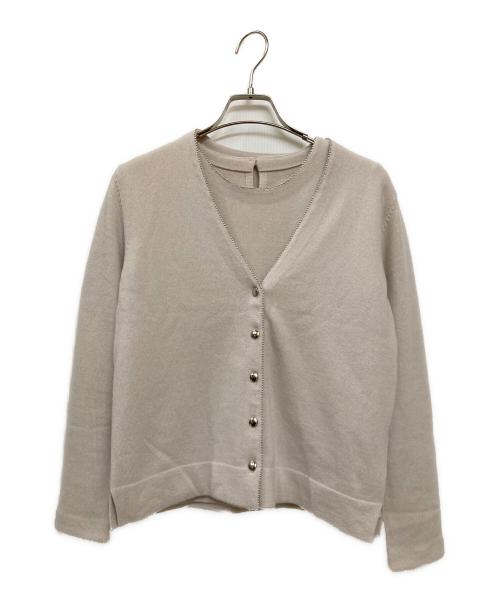 LANVIN COLLECTION（ランバンコレクション）LANVIN COLLECTION (ランバンコレクション) 装飾カシミヤアンサンブルカーディガン ベージュ サイズ:FREEの古着・服飾アイテム