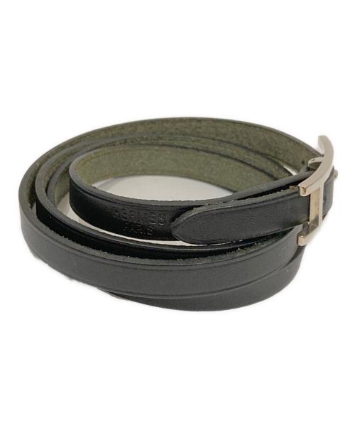 HERMES（エルメス）HERMES (エルメス) レザーブレスレット ブラックの古着・服飾アイテム