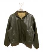 Doe-Lonドゥーロン）の古着「ヴィンテージPVCビニールレザーファラオジャケット」｜オリーブ