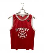 stussyステューシー）の古着「00S メッシュゲームシャツ」｜レッド