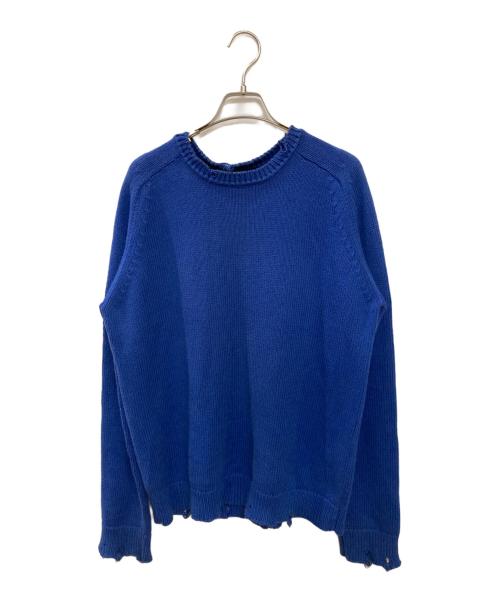 Saint Laurent Paris（サンローランパリ）Saint Laurent Paris (サンローランパリ) デストロイ加工クラッシュニット ブルー サイズ:XLの古着・服飾アイテム