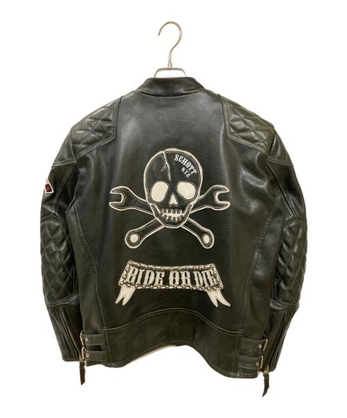 Schott（ショット）Schott (ショット) スカルスタッズ キルテッドパッドライダース ブラック サイズ:Lの古着・服飾アイテム