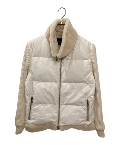 1piu1uguale3（ウノピュウノウグァーレトレ）1piu1uguale3 (ウノピュウノウグァーレトレ) EMMETI (エンメティ) RIB SLEEVE MOUTON STAND アイボリー サイズ:5の古着・服飾アイテム