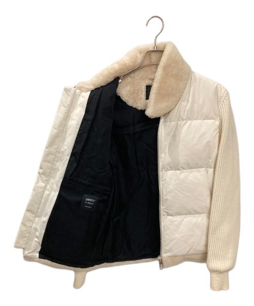 1piu1uguale3（ウノピュウノウグァーレトレ）1piu1uguale3 (ウノピュウノウグァーレトレ) EMMETI (エンメティ) RIB SLEEVE MOUTON STAND アイボリー サイズ:5の古着・服飾アイテム