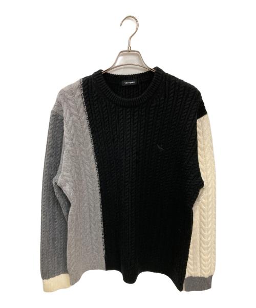 1piu1uguale3（ウノピュウノウグァーレトレ）1piu1uguale3 (ウノピュウノウグァーレトレ) CRAZY CABLE CREW/ニット ブラック サイズ:6の古着・服飾アイテム