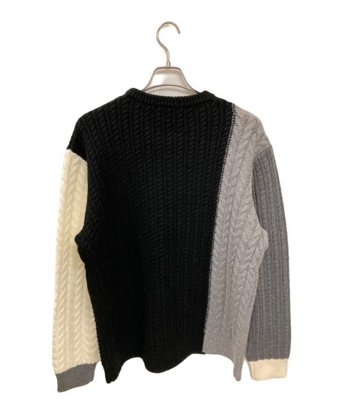 1piu1uguale3（ウノピュウノウグァーレトレ）1piu1uguale3 (ウノピュウノウグァーレトレ) CRAZY CABLE CREW/ニット ブラック サイズ:6の古着・服飾アイテム
