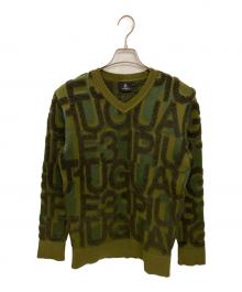 1piu1uguale3（ウノピュウノウグァーレトレ）の古着「BIG FULL LOGO V-NECK」｜グリーン