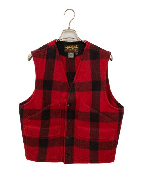 Eddie Bauer（エディーバウアー）Eddie Bauer (エディーバウアー) 90S バッファローチェックウールベスト ブラック×レッド サイズ:Lの古着・服飾アイテム
