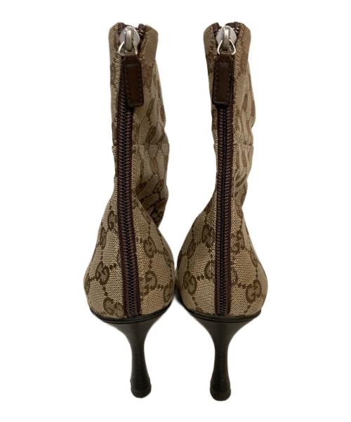 GUCCI（グッチ）GUCCI (グッチ) GGキャンバスヒールブーツ ベージュ サイズ:35の古着・服飾アイテム