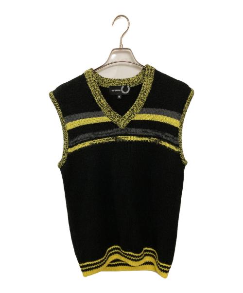 RAF SIMONS（ラフシモンズ）RAF SIMONS (ラフシモンズ) FRED PERRY (フレッドペリー) コラボニットベスト ブラック サイズ:Mの古着・服飾アイテム