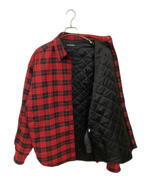 BALENCIAGA（バレンシアガ）BALENCIAGA (バレンシアガ) 中綿シャツジャケット レッド サイズ:38の古着・服飾アイテム