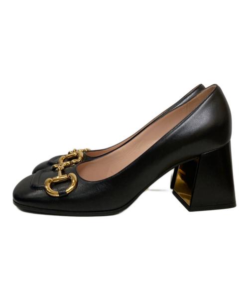GUCCI（グッチ）GUCCI (グッチ) ホースビットスクエアトゥパンプス ブラック サイズ:37 1/2の古着・服飾アイテム