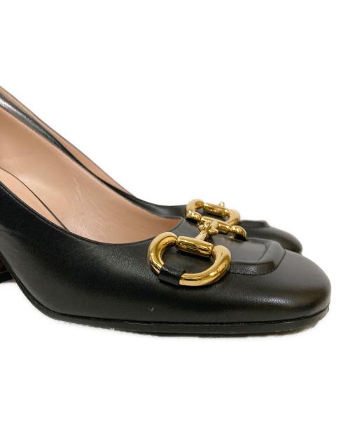 GUCCI（グッチ）GUCCI (グッチ) ホースビットスクエアトゥパンプス ブラック サイズ:37 1/2の古着・服飾アイテム