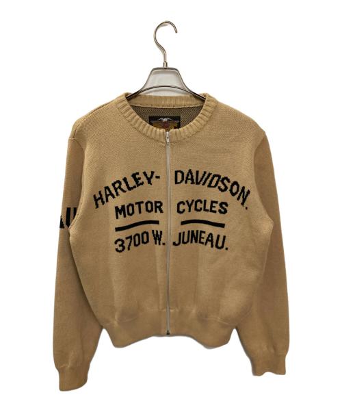 HARLEY-DAVIDSON（ハーレーダビッドソン）HARLEY-DAVIDSON (ハーレーダビッドソン) ジップアップニット ベージュ サイズ:Mの古着・服飾アイテム