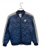 adidasアディダス）の古着「キルティングブルゾン」｜ネイビー