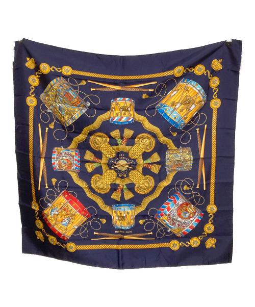 HERMES（エルメス）HERMES (エルメス) タンブールの太鼓 カレ90 スカーフ ネイビーの古着・服飾アイテム