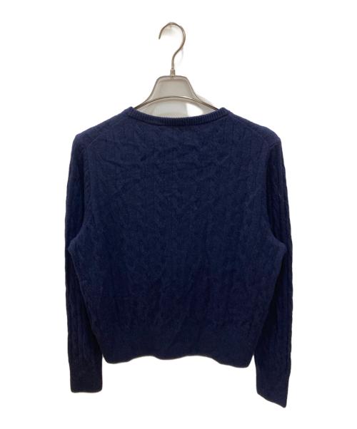 LILY SILK（リリーシルク）LILY SILK (リリーシルク) ベビーカシミヤ ケーブル編み クルーネック ニットカーディガン ネイビー サイズ:XLの古着・服飾アイテム