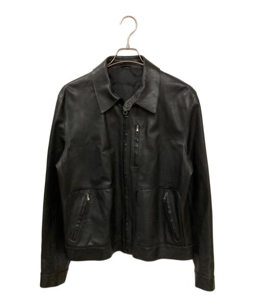 Salvatore Ferragamo（サルヴァトーレ フェラガモ）Salvatore Ferragamo (サルヴァトーレ フェラガモ) シングルライダースレザージャケット ブラック サイズ:50の古着・服飾アイテム