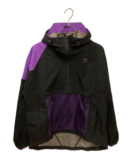 adidas（アディダス）adidas (アディダス) アノラックパーカー ブラック×パープルの古着・服飾アイテム