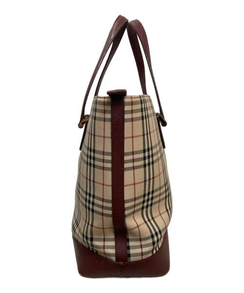 BURBERRY（バーバリー）BURBERRY (バーバリー) ノヴァチェックトートバッグ ベージュ×レッドの古着・服飾アイテム