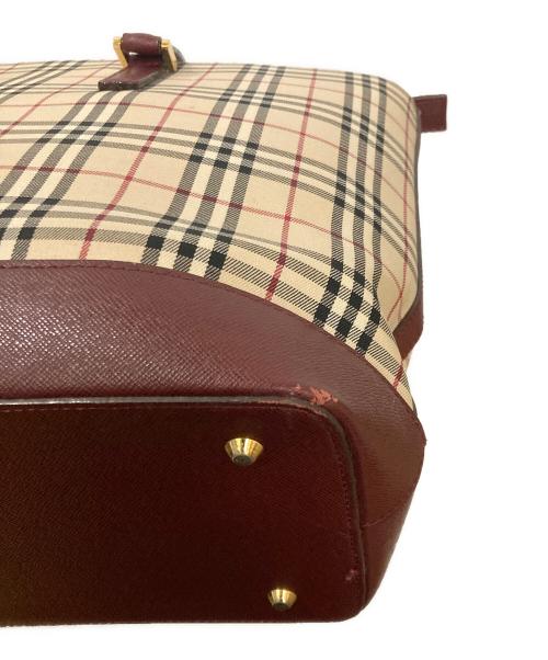 BURBERRY（バーバリー）BURBERRY (バーバリー) ノヴァチェックトートバッグ ベージュ×レッドの古着・服飾アイテム