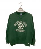 RUSSELLラッセル）の古着「90S 三段カレッジプリントスウェット」｜グリーン