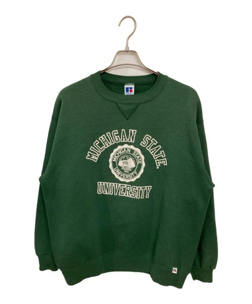 RUSSELL（ラッセル）RUSSELL (ラッセル) 90S 三段カレッジプリントスウェット グリーン サイズ:XLの古着・服飾アイテム
