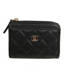CHANEL（シャネル）の古着「キャビアスキン コインケース / フラグメントケース」｜ブラック