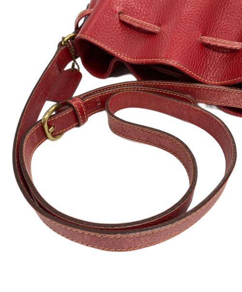 COACH（コーチ）COACH (コーチ) レザー巾着ショルダーバッグ レッドの古着・服飾アイテム