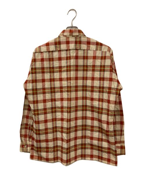 ARROW（アロー）ARROW (アロー) 60S ヴィンテージオープンカラーシャツ ベージュ×レッド サイズ:Mの古着・服飾アイテム