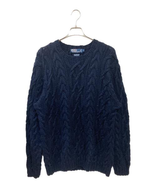 POLO RALPH LAUREN（ポロ・ラルフローレン）POLO RALPH LAUREN (ポロ・ラルフローレン) 古着HAND KNITケーブルニット ネイビー サイズ:Lの古着・服飾アイテム
