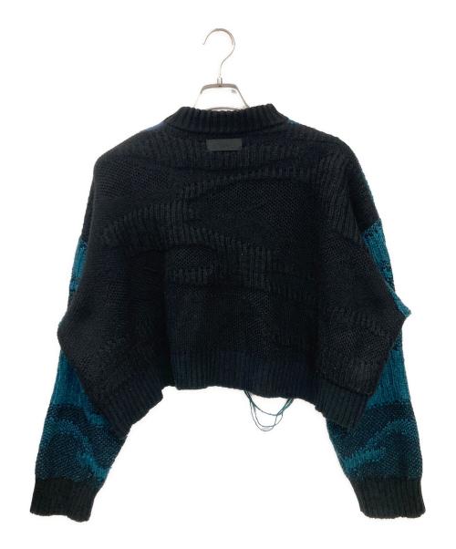 DIESEL（ディーゼル）DIESEL (ディーゼル) ダメージ加工ショートニット ブルー サイズ:XSの古着・服飾アイテム