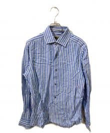 NIGEL CABOURN（ナイジェルケーボン）の古着「ストライプリネンシャツ」｜ブルー