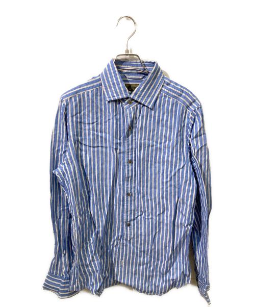 NIGEL CABOURN（ナイジェルケーボン）NIGEL CABOURN (ナイジェルケーボン) ストライプリネンシャツ ブルー サイズ:46の古着・服飾アイテム