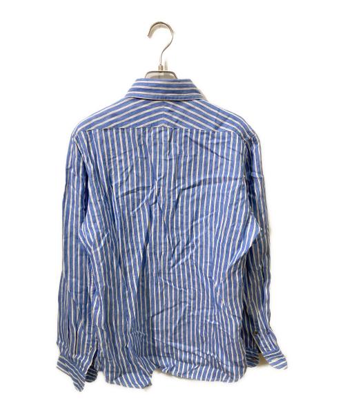 NIGEL CABOURN（ナイジェルケーボン）NIGEL CABOURN (ナイジェルケーボン) ストライプリネンシャツ ブルー サイズ:46の古着・服飾アイテム