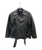 moussyマウジー）の古着「OVERSIZED LEATHER ジャケット / ライダースジャケット」｜ブラック