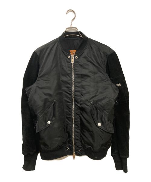 DIESEL（ディーゼル）DIESEL (ディーゼル) 袖切替MA-1ジャケット ブラック サイズ:Mの古着・服飾アイテム