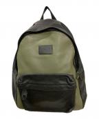 COACHコーチ）の古着「レザーデイパック」｜ブラック×カーキ