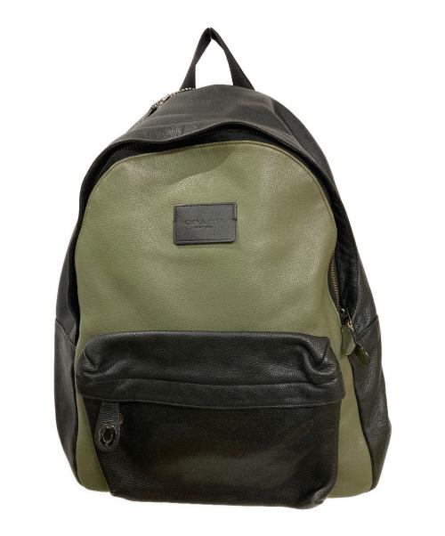 COACH（コーチ）COACH (コーチ) レザーデイパック ブラック×カーキの古着・服飾アイテム