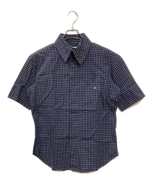 Vivienne Westwood man（ヴィヴィアン ウェストウッド マン）Vivienne Westwood man (ヴィヴィアン ウェストウッド マン) 半袖チェックシャツ ネイビー サイズ:46の古着・服飾アイテム
