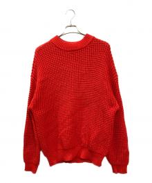 CABAN（キャバン）の古着「カシミヤブレンドワッフル モックネックプルオーバー」｜レッド