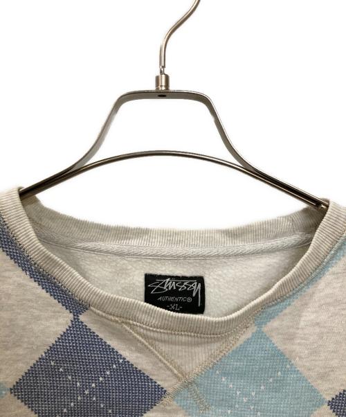 OLD STUSSY（オールドステューシー）OLD STUSSY (オールドステューシー) 00S アーガイルスウェット ブルー×グレー サイズ:XLの古着・服飾アイテム
