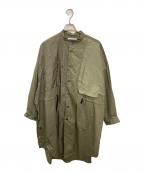 MAISON SPECIALメゾンスペシャル）の古着「インサイドアウトプライムオーバーバイカラーバンドカラーマキシシャツ」｜ベージュ